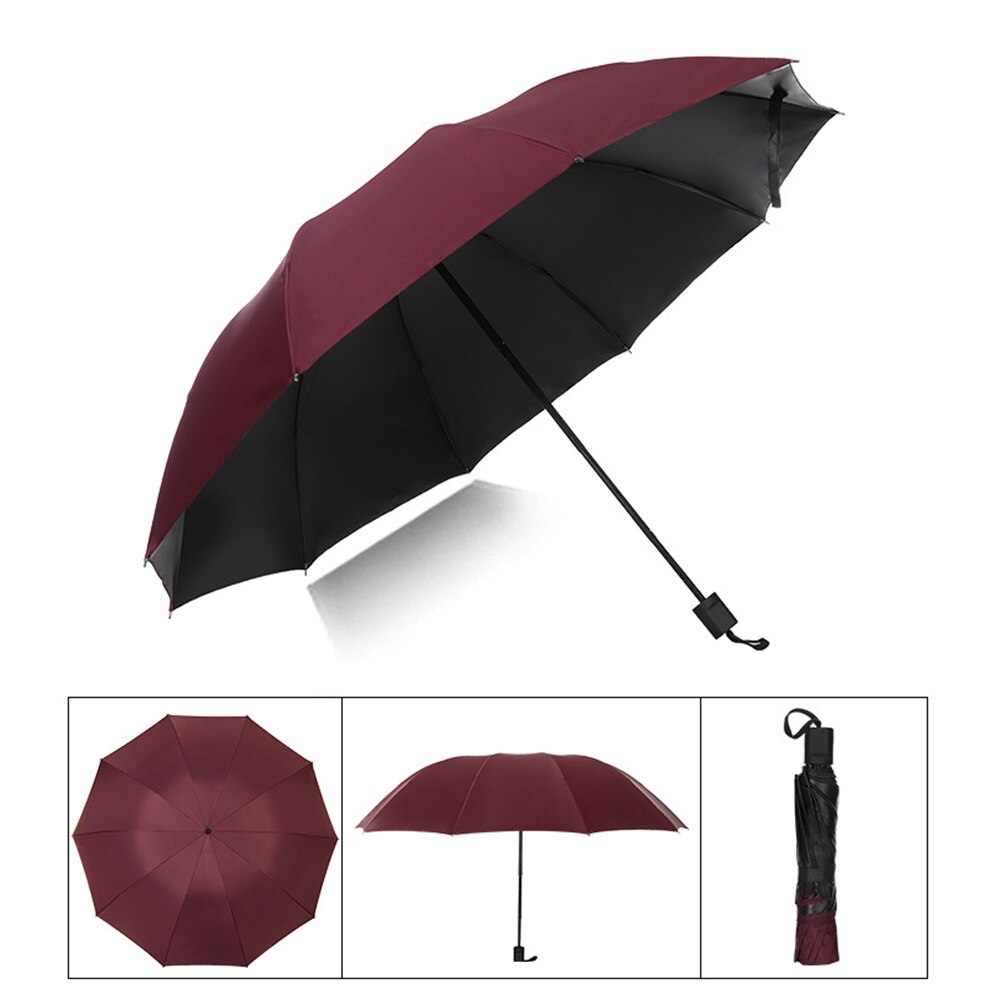 Sombrilla plegable de viaje con protección UV, 58 pulgadas, 3 pliegues, para la familia, resistente al viento, para Golf, exteriores, negocios, Extra grande, portátil: Rojo