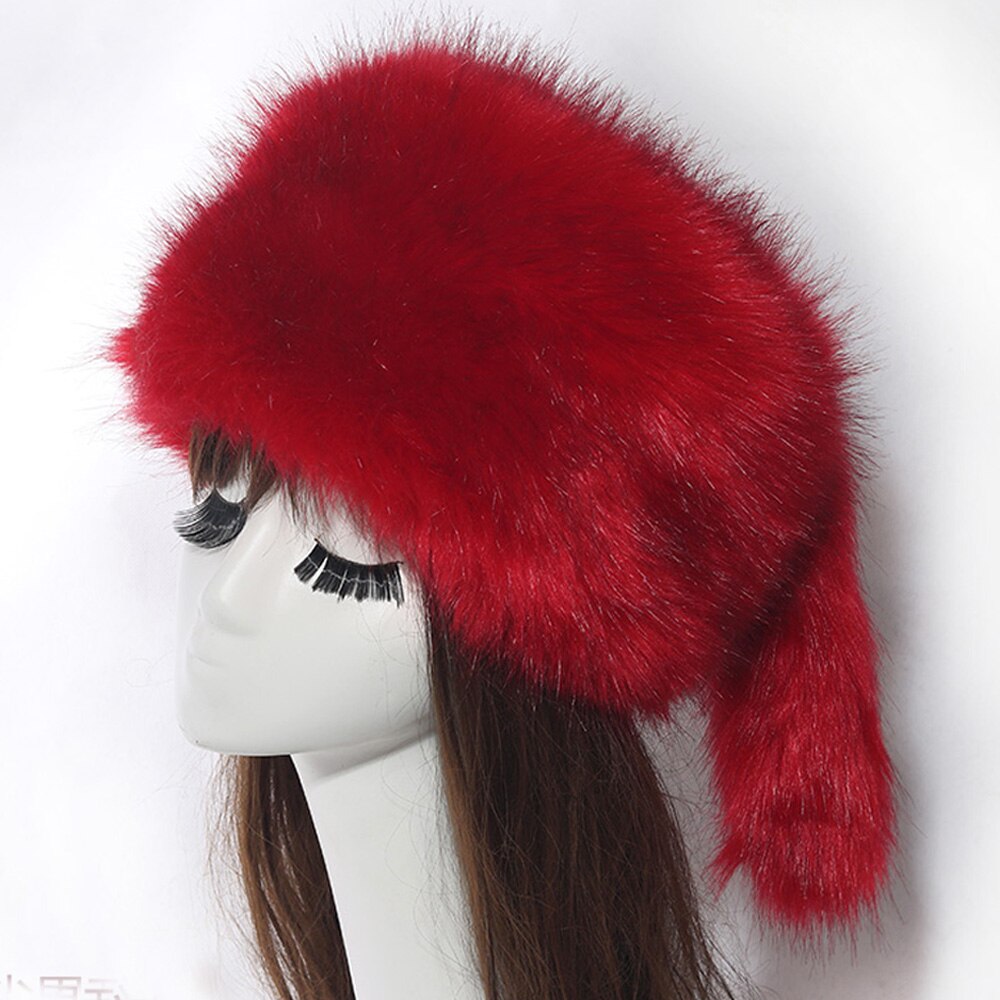 Vrouwen Hoeden In Winter Thicken Warm Faux Vos Bontmuts Russische Outdoor Ski Cap Mode Zachte Comfortabele Casual Herfst Winter hoed: Red Black Tip