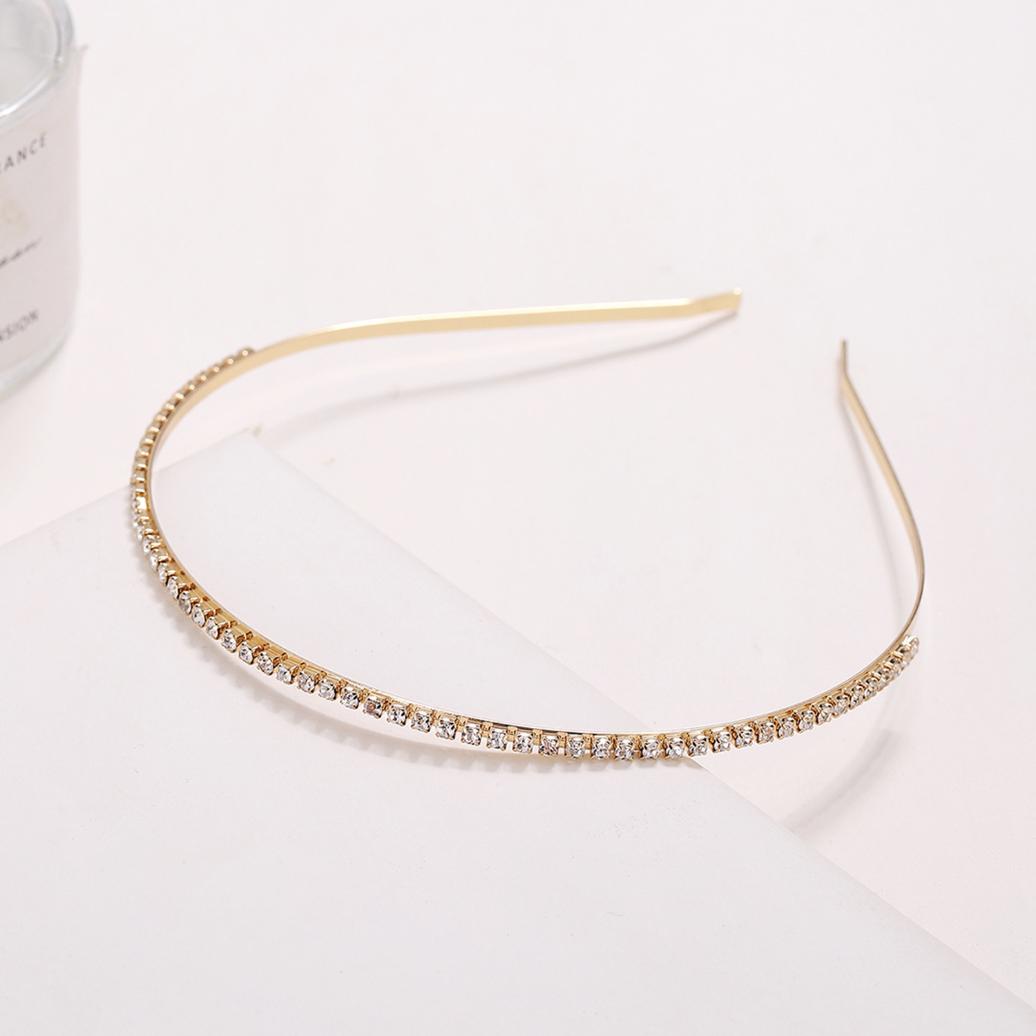 Hairband for Women Crystal Rhinestone Headband Gold Silver Color Headpiece Lady Girls Headdress Hair Accessories: WHITE