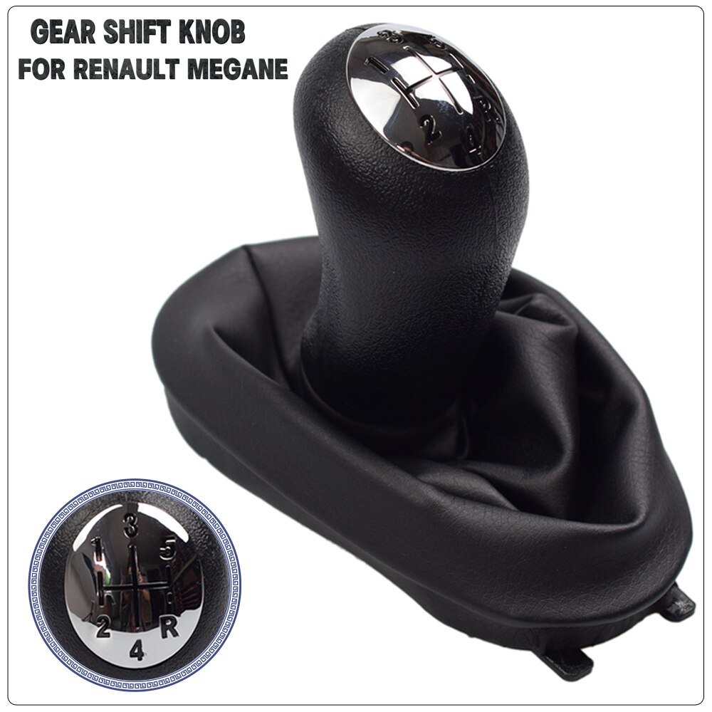 Perilla de palanca de cambios manual de 5 velocidades con cubierta de cuero para Renault Clio 2 Clio 3 Megane 2 Scenic 2 Kangoo