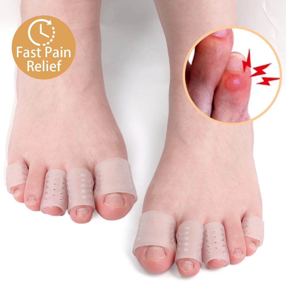 5pairs Toe Protective Covers Double Opening Breathable Silicone Toe Caps Soften Calluses and Corns Transparent Foot Care Tools