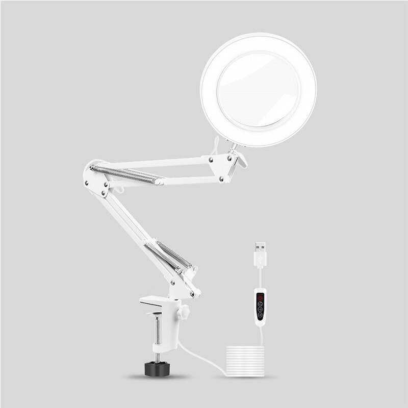 Flexibele Werkbank Grote 5X Usb Led Vergrootglas 3 Kleur Verlichte Vergrootglas Lamp Vergrootglas Lezen/Rework/Lassen