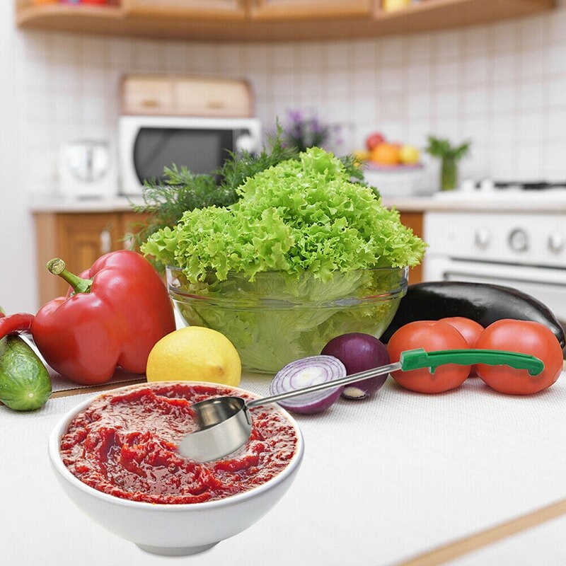 Pizza Spread Sauce Ladle Spoon with Long Rubber Handle Anti Pizza Spread Ladle Measuring Soup Spoon Cooking Tools