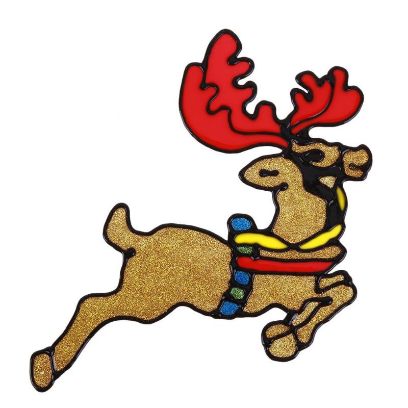 Pegatinas de cristal de silicona de Navidad para Año , pegatina decorativa de Navidad para puerta de cristal y ventana grande, herramienta de decoración de ambiente para Navidad: Deer