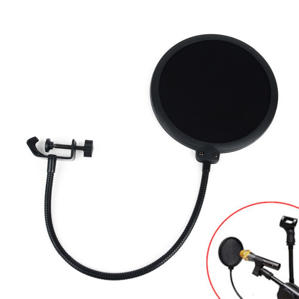 1Pc Zwart Double Layer Studio Microfoon Mic Wind Screen Filter Voor Spreken Recording