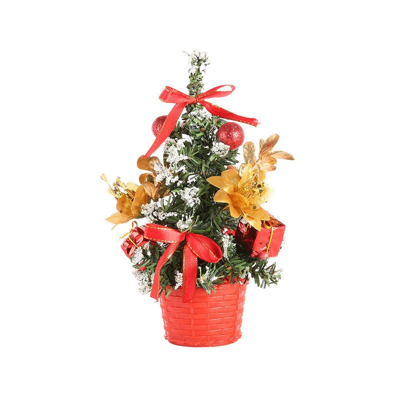 Mini Christmas Tree Desk Table Decoration Cute Xmas Artificial Home Decor Ornaments Children: Red