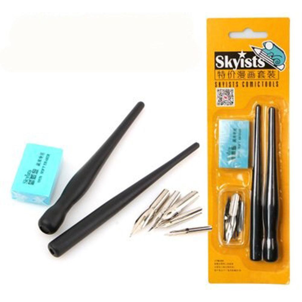 Adeeing Portable Comic Pen Nib & Holder & Eraser Set Cartoon Manga Drawing Painting Tools Kit School Stationery Supplies r20