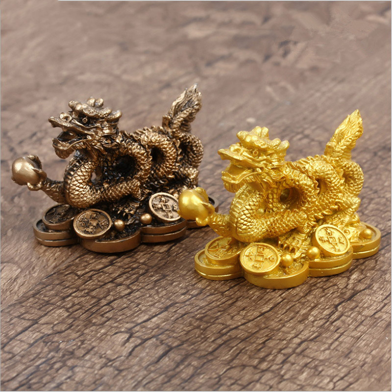 Chinese auspicious dragon statuette Resin sculpture Feng Shui Decoration Home living room bedroom office decoration dragon