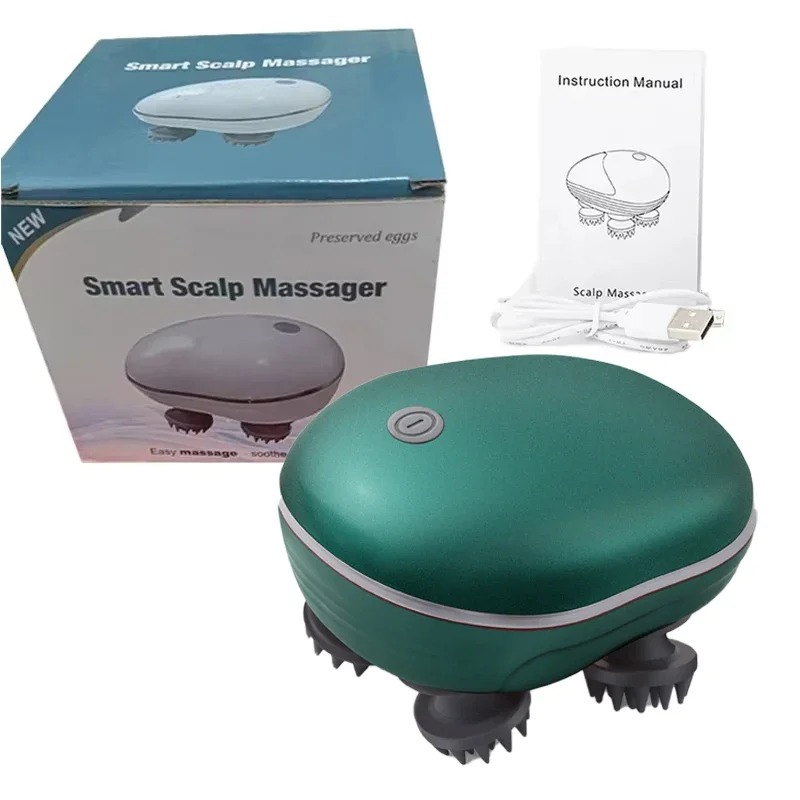 Electric Scalp Head Massager Red Light Therapy Antistress Relax Body Massage Remove Muscle Tension Tiredness Massageador Tool: Brown