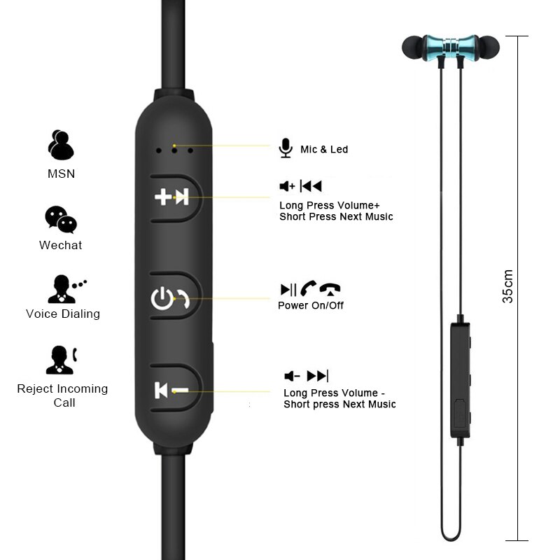 S8 Draadloze Magnetische Bluetooth 4.2 Oortelefoon Sport Hoofdtelefoon Nekband Stereo Bass Muziek Oortjes Met Microfoon Volumeregeling Headset