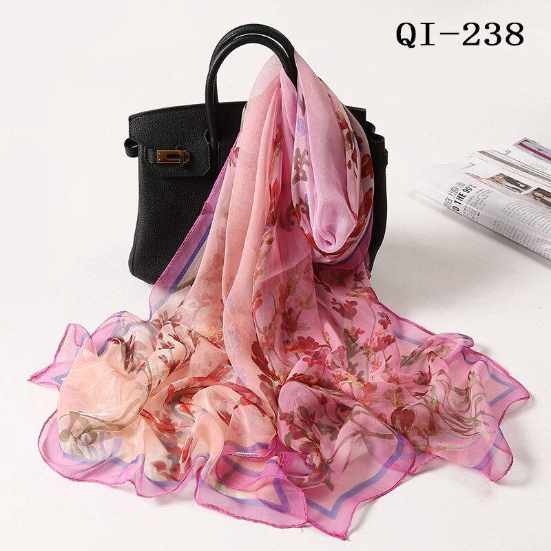 Women Foulard Gradient Flower Georgette Scarf Bandana Shawl Hijab Summer Sun protection: QIS-238