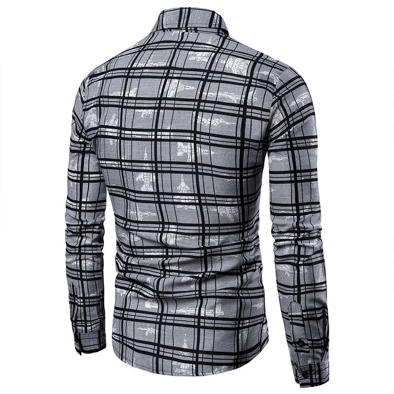 Geruite lange herenoverhemden plus size herenoverhemden met roosterpatroon, lange mouwen, geruite blouse voor heren