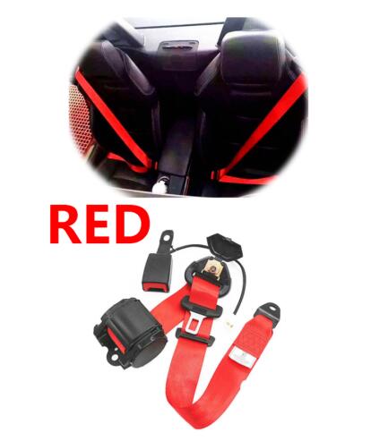 Adjustable Retractable Red Car Seat Belt Lap Belt 3Point Safety Strap Set Car interior decoration auto Safety Belts: Red