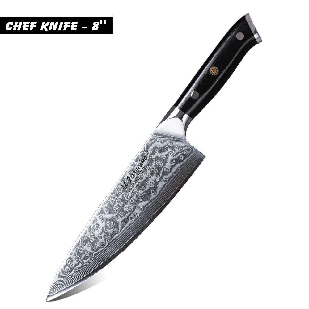 Turwho 7 st köksknivar set japansk damaskus kniv i rostfritt stål klyvkniv nakiri kniv med  g10 handtag