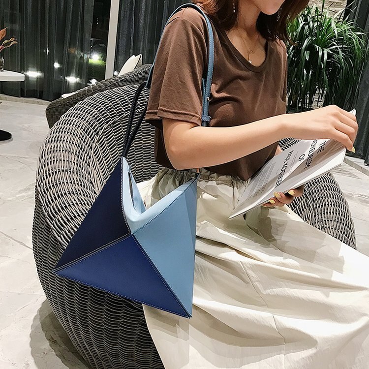 , , bolso de mano para mujer, bolsas de mensajero, bolso plegable triangular a juego, bolso de mano para mujer, bolso de mano portátil inclinado