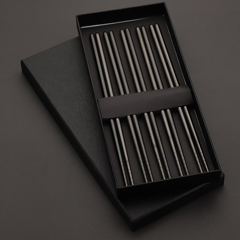 1 Pair Chopsticks Non-Slip Chinese Stainless Steel Reusable Metal Chopstick for Sushi Food Sticks Set Tableware Kitchen Tool