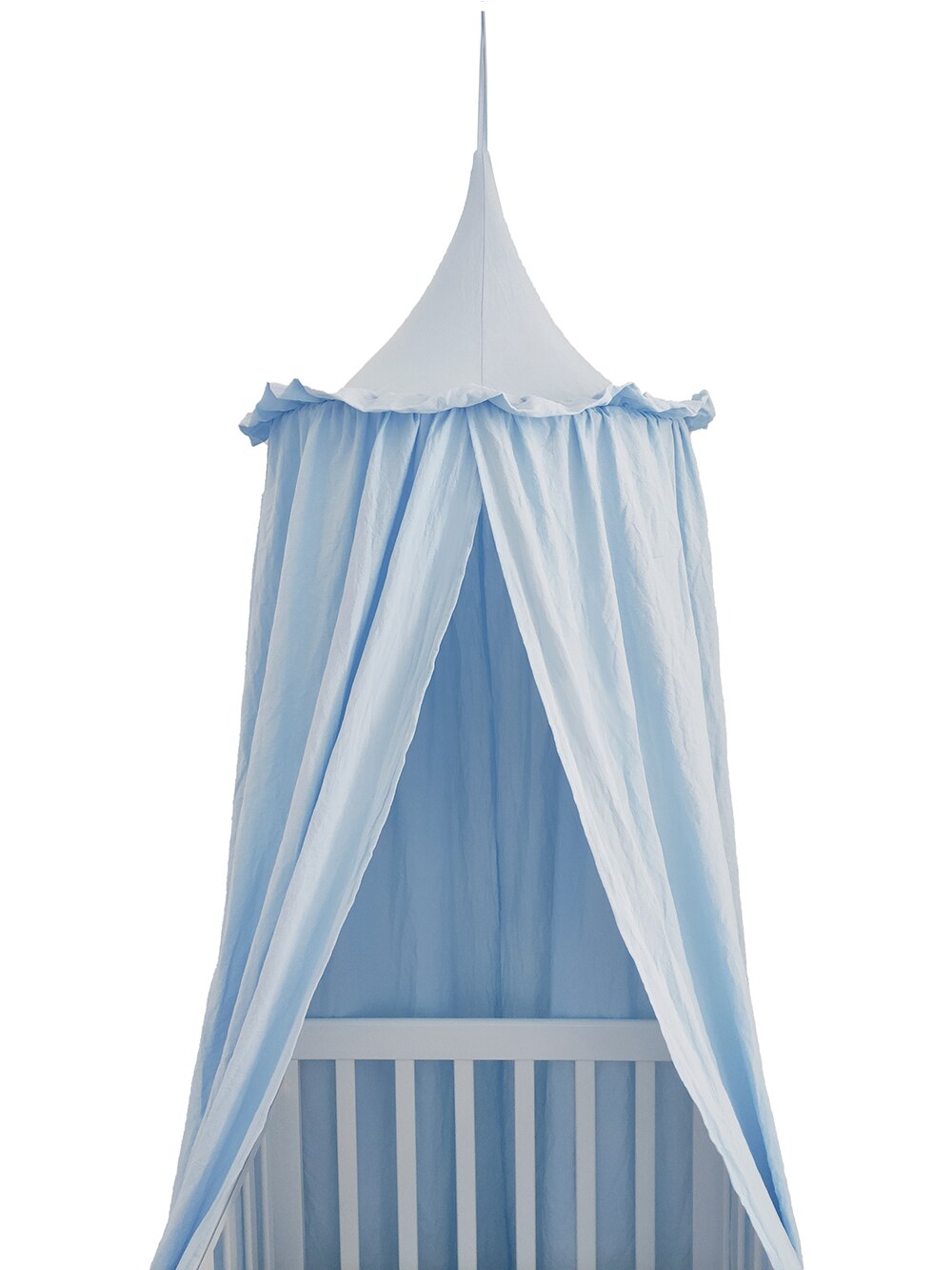 100% Katoen Wieg Kinderkamer Deco Baldachin Met Franje Bed Gordijn Luifel Voor Nursery: water blue