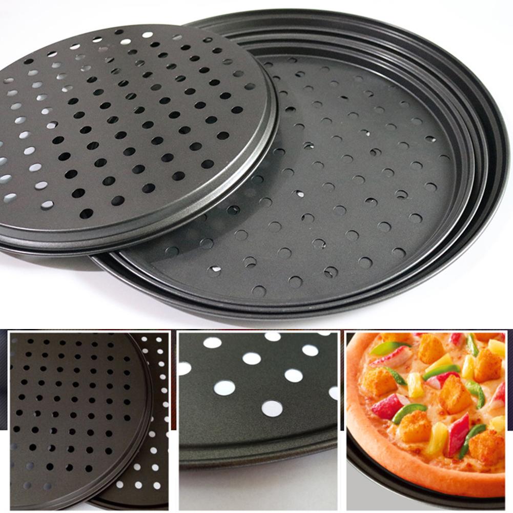 28/32Cm Staal Non-stick Pizza Bakken Pan Plaat Met Gat Bakvormen Bakken Gereedschap Keuken Gereedschap Bakken lade