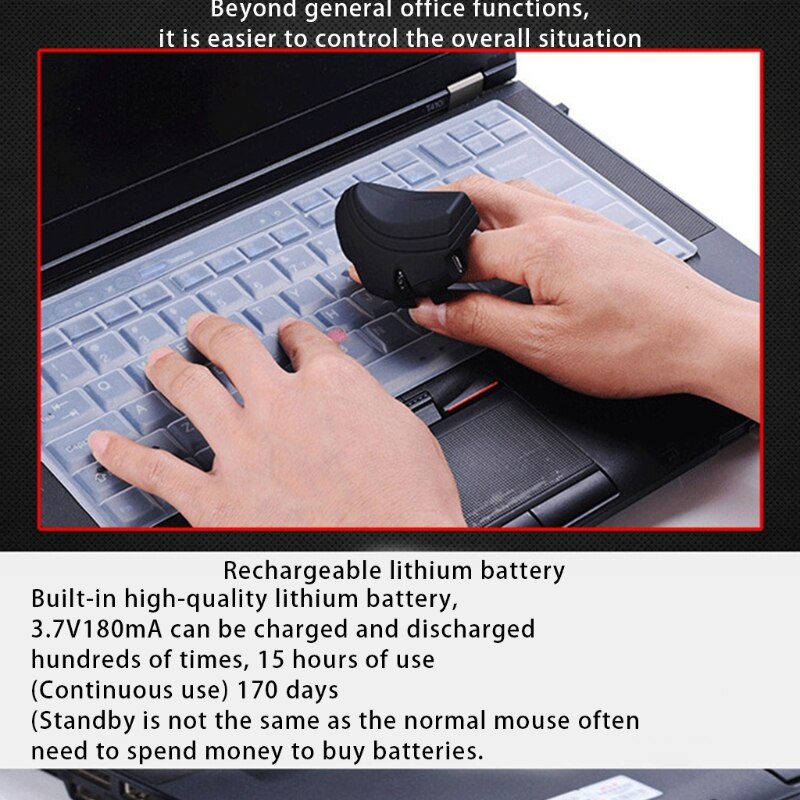 Mini Wireless USB Handheld Finger Mouse Ergonomic Cordless Mouse Ring Lazy Optical Ring Mice 1000Dpi for Laptop Desktop