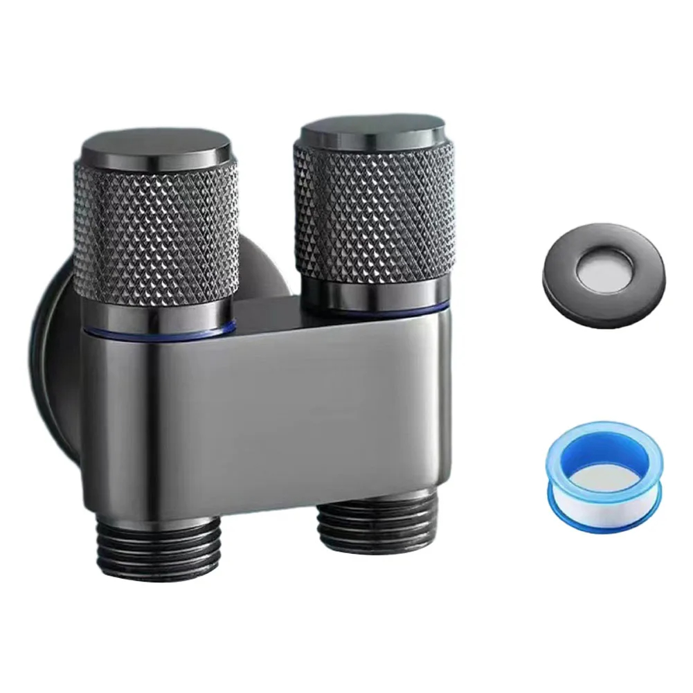 Toilet Bidet Sprayer Triangle Valve 1 In Two Double Control Faucet G1/2 Rotary Switch Shower Head Washer Washing Machine Valve: Red