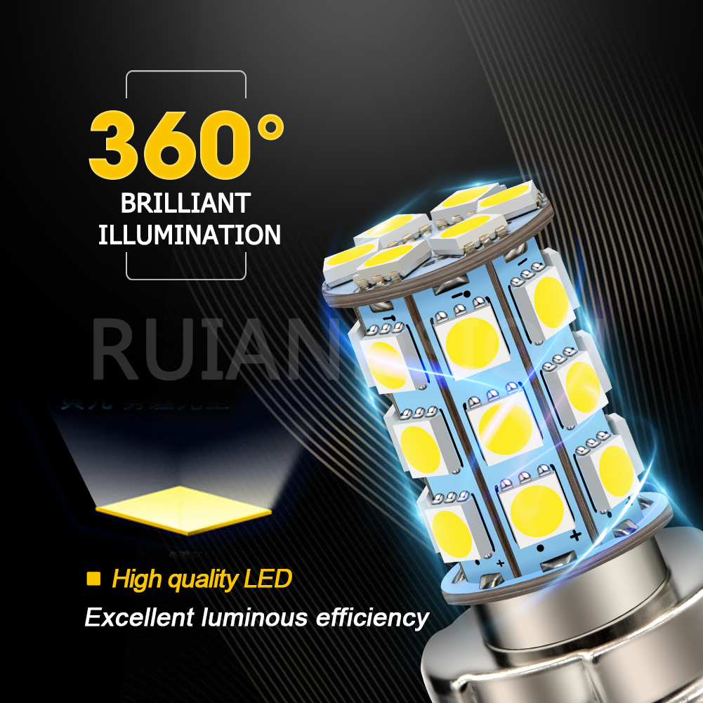 2 pièces P26S LED moto rcycle Phare Ampoule DC 6 V 12 V 8 W 720LM 6000 K moto lumière 5050 27SMD Scooter Accessoire moto rbike lampe frontale