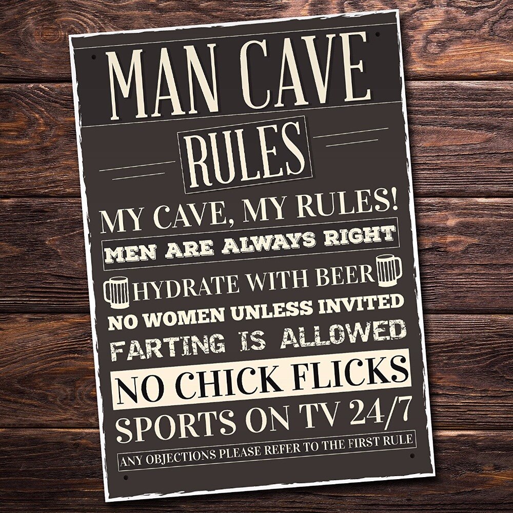 Meijiafei Man Cave Rules Hanging Sign Funny Father's Day Sign Man Cave Shed Sign Grandad Sign 8.3"x 11.7"