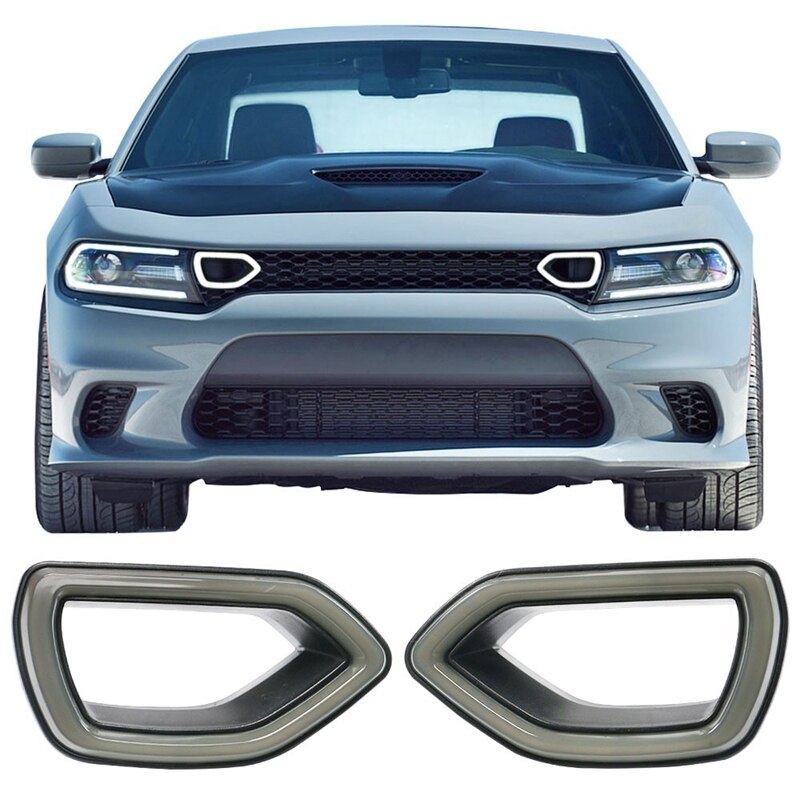Fit for 15-19 Dodge Charger SRT Scat Pack Grille Smoke LED Lights DRL+ Turn Signal Light