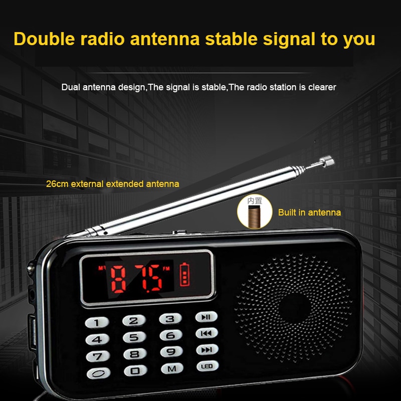 FM/AM/SW Radio Receiver FM Radio Stereo Sound MP3 Player with Bluetooth Speaker Function TF card AUX Portable Pocket