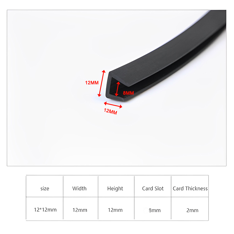 Rubber Edge Trim Strip Black U Section Edging Sealing Strip, Edge Shield Encloser Protector For GlassTable Corners