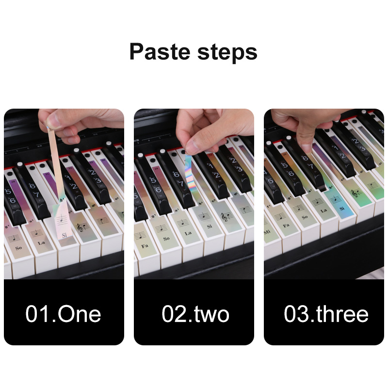 Autocollant numérique pour clavier de Piano, étiquette de Note musicale, touche universelle, dégradé coloré, 88/61/54