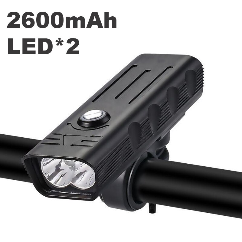 Luz LED súper brillante para bicicleta, faro delantero y trasero de 10000 lúmenes, recargable vía USB, 3000 mAh, 5T6: 2 LED