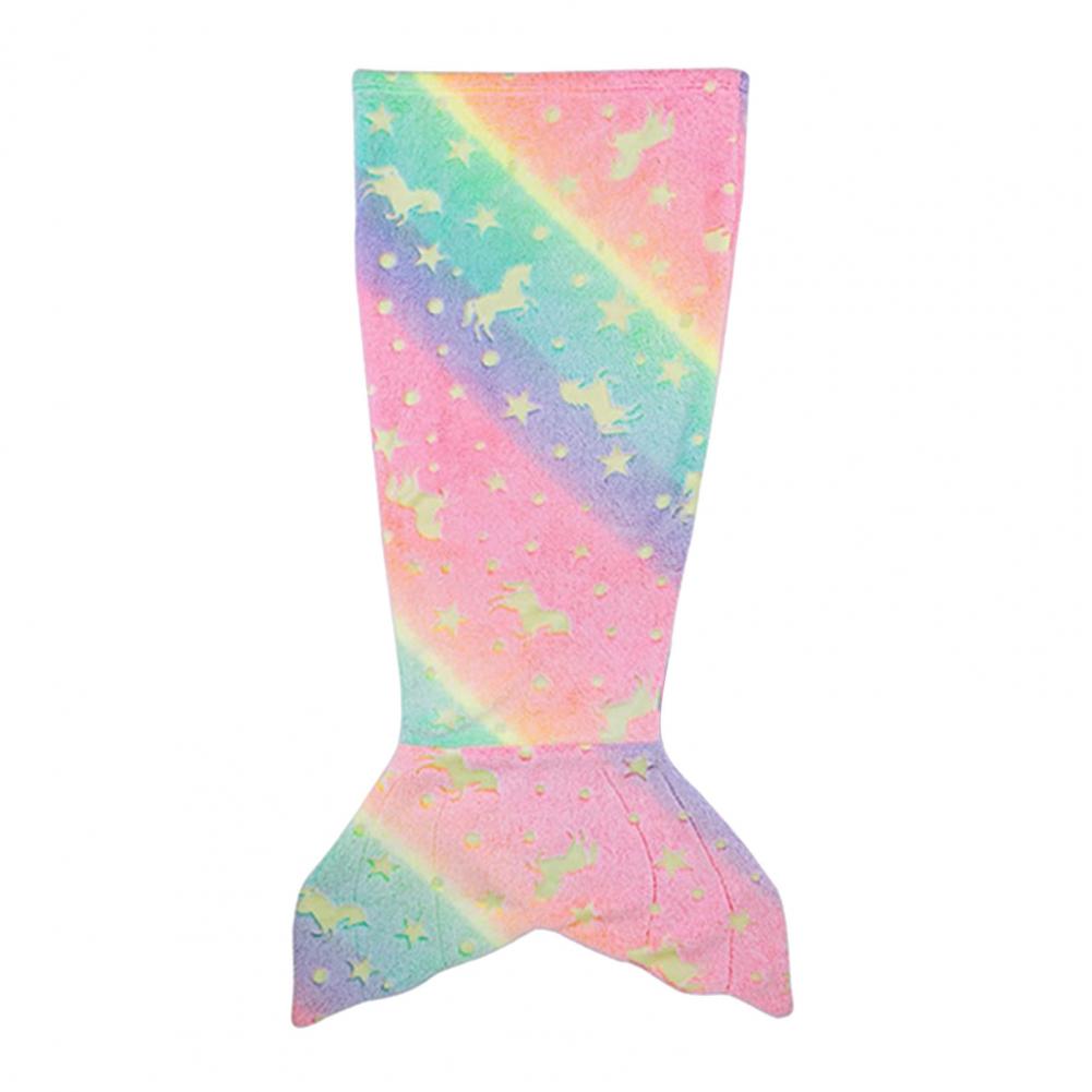100*50Cm Zeemeermin Staart Deken Slijtvast Vriendelijk Voor Huid Ademende Lichtgevende Pluche Flanellen Fleece Deken Peuter Zeemeermin: WHITE