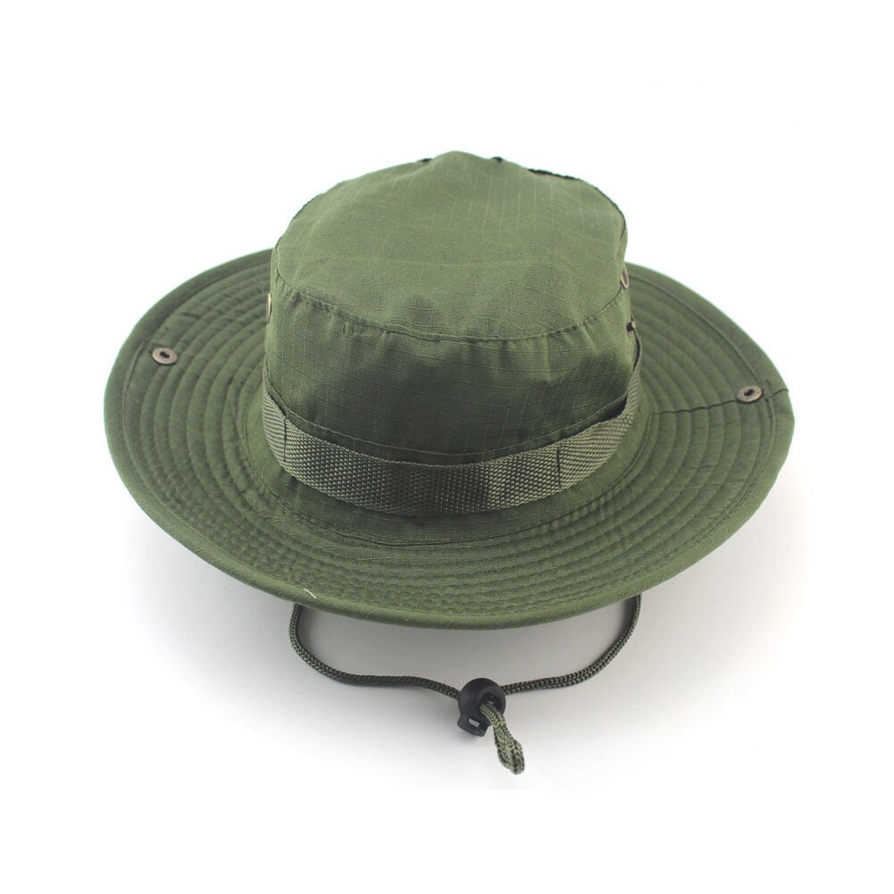 Sommer camo fisker afslappet spand camping vandreture rejser fiskeri bjergbestigning sombrero solskærm bonnie hat til kvinder mænd: Militærgrøn