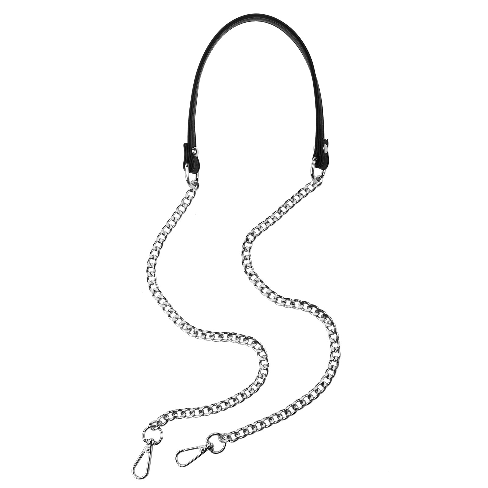 Mode Tas Houder Chain Faux Leather Shiny Metalen Kettingen Schouderband Met Gespen Diy Purse Handtas Decoratie Lanyard Ambachten: Silver