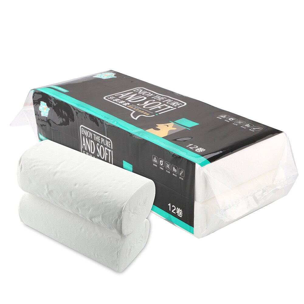 12 Rolls/Lot 4 Layers Home Bath Kitchen Tissue Roll Coreless Toilet Paper Toilet Paper Comfortable Wood Pulp Toilet Roll Paper