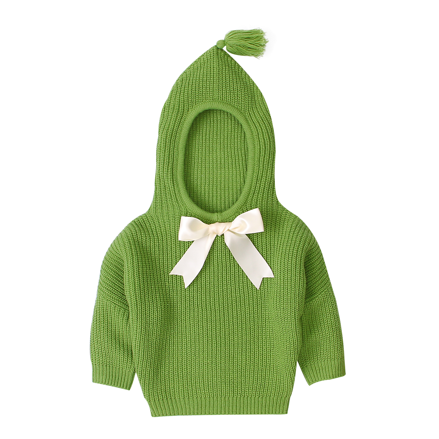 Fantasia infantil de malha com capuz, casaco quente para meninos e meninas, manga longa, para primavera e inverno, roupas de natal de 6 a 3 anos: green / 24 m
