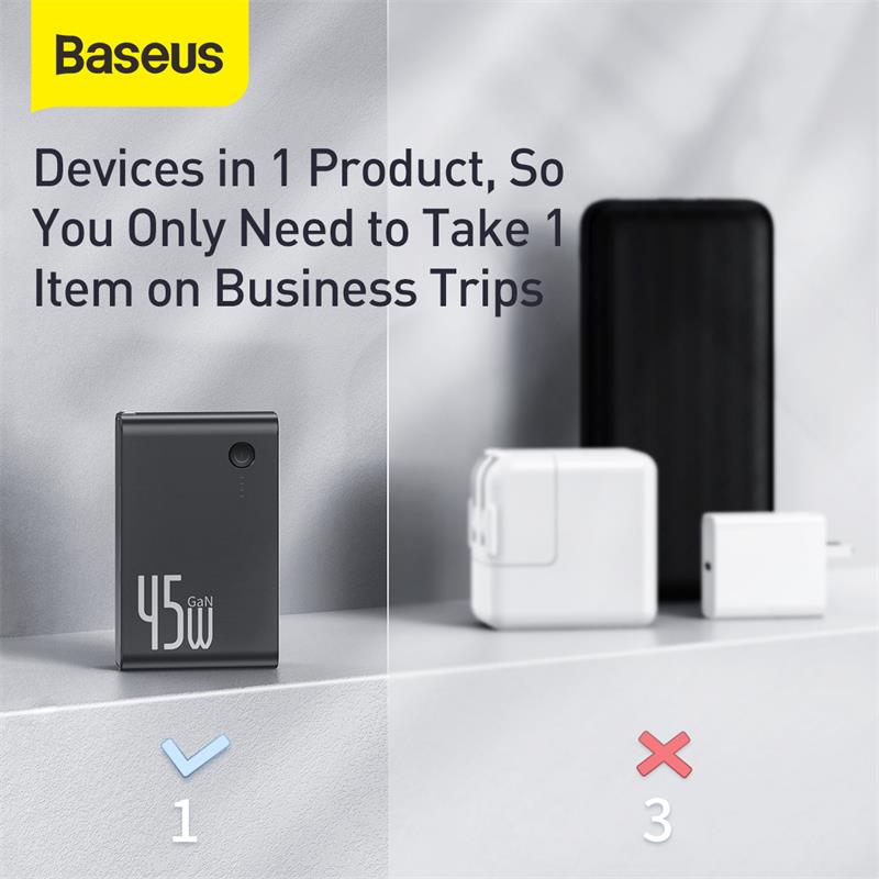 Baseus Power Bank 45W 10000Mah Gan Charger 2 In 1 Pd Qc 3.0 Afc Snel Opladen Ons Usb oplader Voor Iphone Samsung Voor Macbook Pro