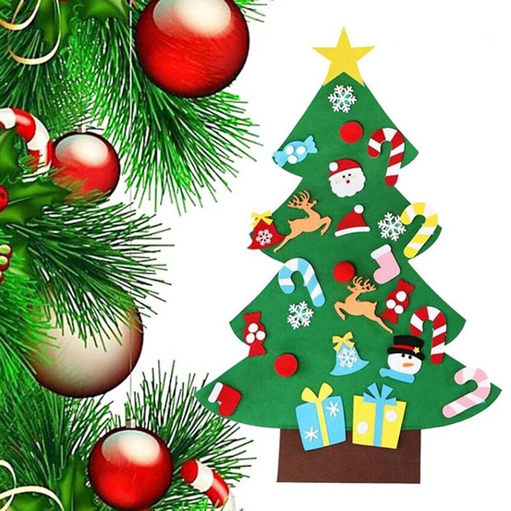 Décoration de noël enfants fait main sapin de noël à monter soi-même feutre tissu matériel petits ornements colorés