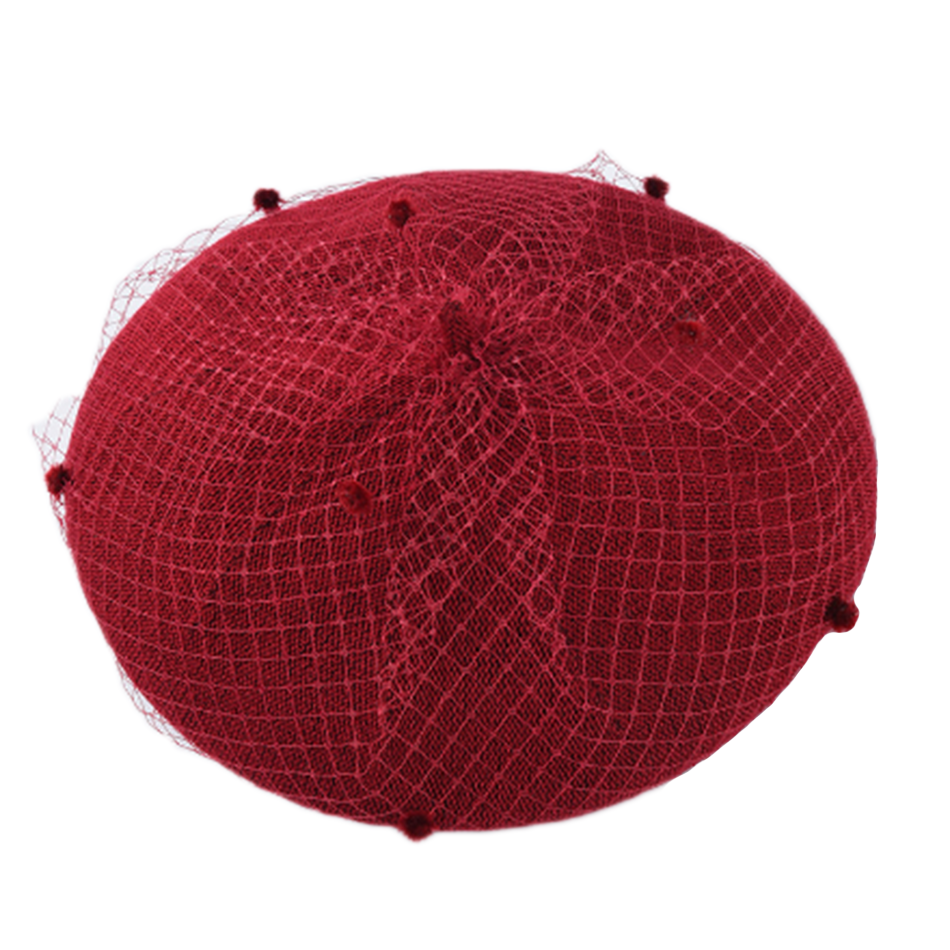 SHOWERSMILE femme béret bordeaux maille artiste chapeaux pour les femmes Style français concepteur de dames été peintre casquette: Burgundy