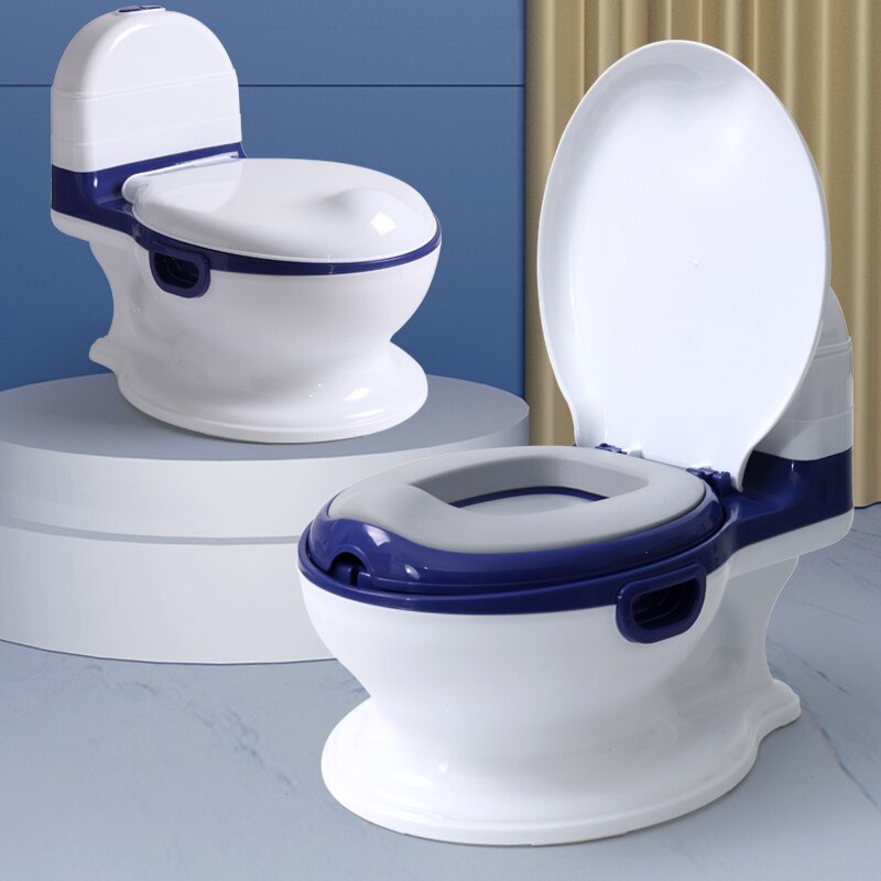 6 Months To 8 Years Simulated Toilet Portable Children's Potty Baby Potty Training Girls Boy Kids Newborns Toilet: blue PU cushion