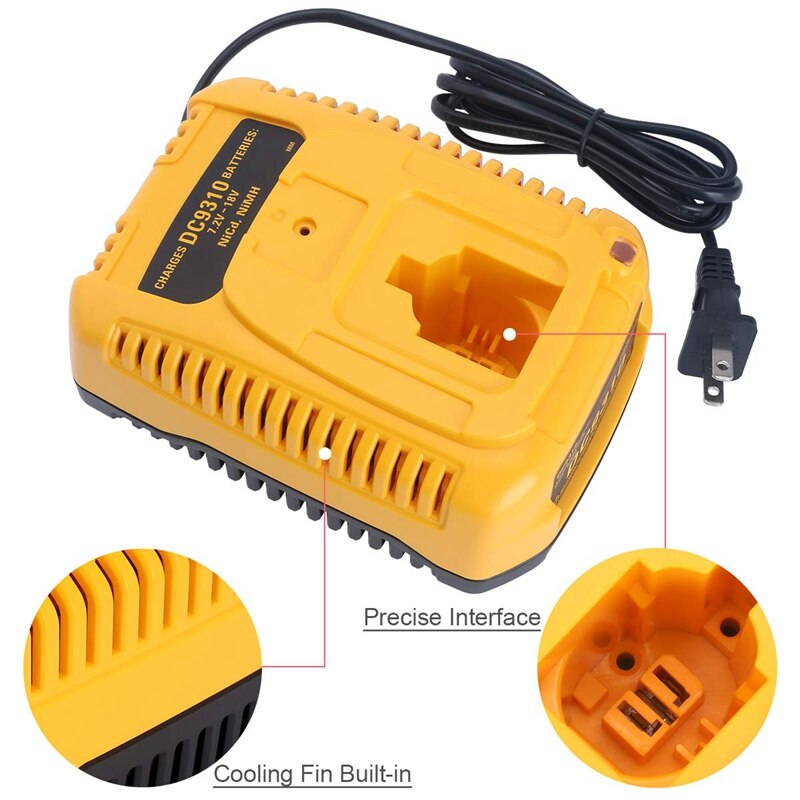 Dc9310 Fast Charger for Dewalt 7.2V-18V Xrp Ni-Cd Ni-Mh Battery Dc9096 Dc9098 Dc9099 Dc9091 Dc9071 De9057 Dw9096 Dw9094 Dw9072,U