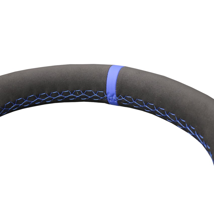 Hand-Gestikt Zwart Kunstmatige Suede Blauw Marker No-Slip Auto Stuurhoes Voor Peugeot 207 Cc