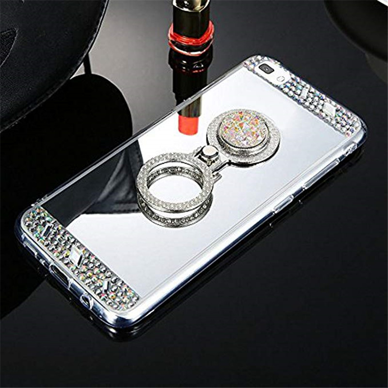 S20plus Miroir maquillage Étui De Téléphone Strass Pour Samsung S20 S20ultra pour Samsung Galaxy s20E Funda Ours Anneau support Coque: S20 Ultra / Silver Diamond