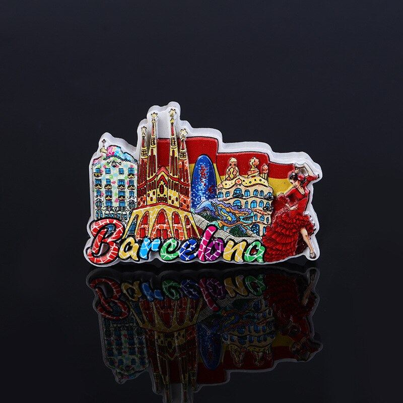 Kjøleskap magnet dekorasjon land reise suvenir spania barcelona magnetisk klistremerke hjem dekor kjøkken harpiks kjøleskap magneter: Mdl -5