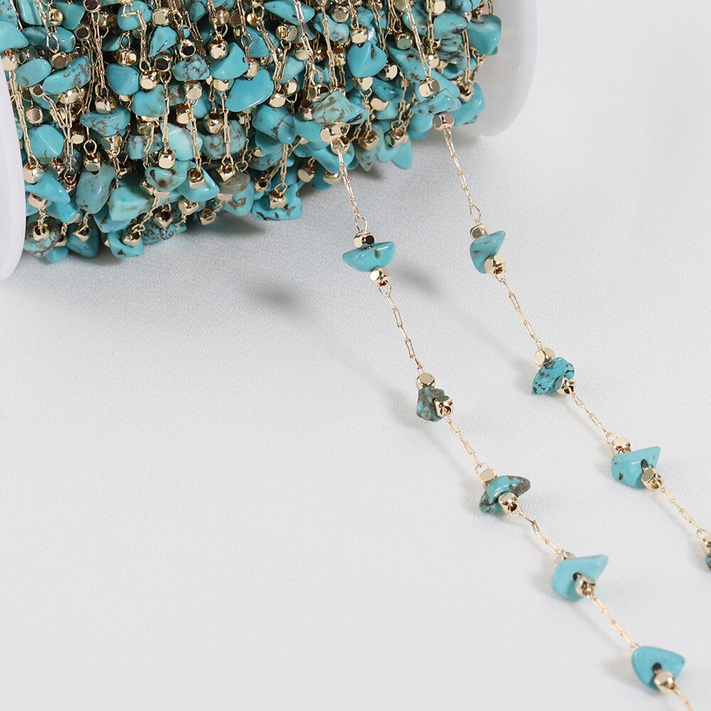 Chaîne de perles de pierre irrégulière en cristal bohème, 1 mètre, pour Bracelet fait à la main, collier, fabrication de bijoux, bricolage, décoration de rideau: Blue Green