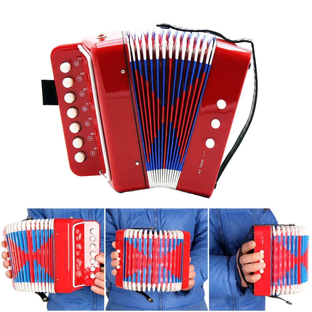 7-Key Accordeon 2 Bass Mini Accordeon Educatieve Muziekinstrument Rhythm Band Voor Kinderen Zwart/Rood/Blauw (Optioneel): Rood