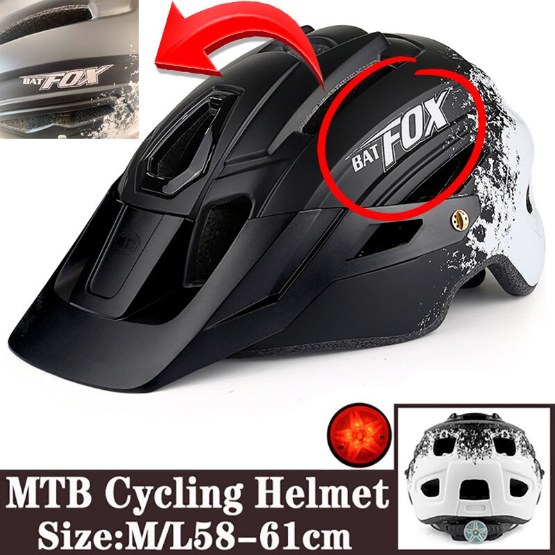 BATFOX Bicycle Helmet Chameleon Gradient Color Riding Mountain Bike Cycling Helmet Skateboard Helmet Safety Helmet: 8275-Black White