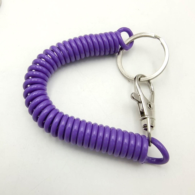 Llavero retráctil elástico de plástico, bobina de resorte para muñeca, cordón elástico en espiral, llavero: Verde