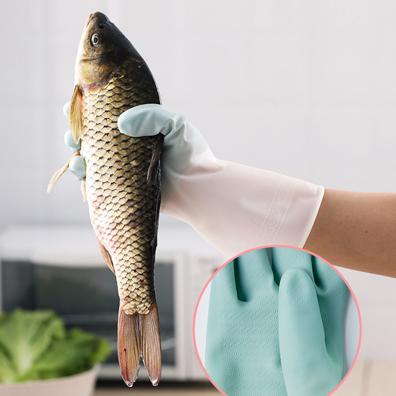 1Pair Silicone Cleaning Gloves Dishwashing Cleaning Gloves Scrubber Dish Washing Sponge Rubber Gloves Cleaning Tools