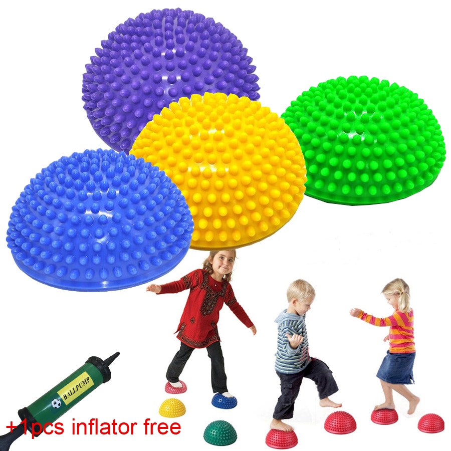 4pcs/lot 16cm Children Hemisphere Stepping Stones Spiky Massage balance Ball yoga half ball Sensory Integration w ball pump free